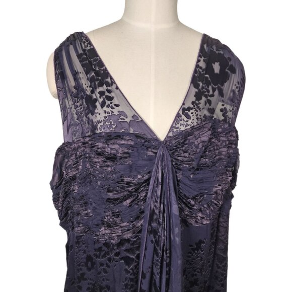 R+M Richards Purple Silk Blend Dress Floral Whimsigoth Witchy Size 22W - Picture 2 of 9